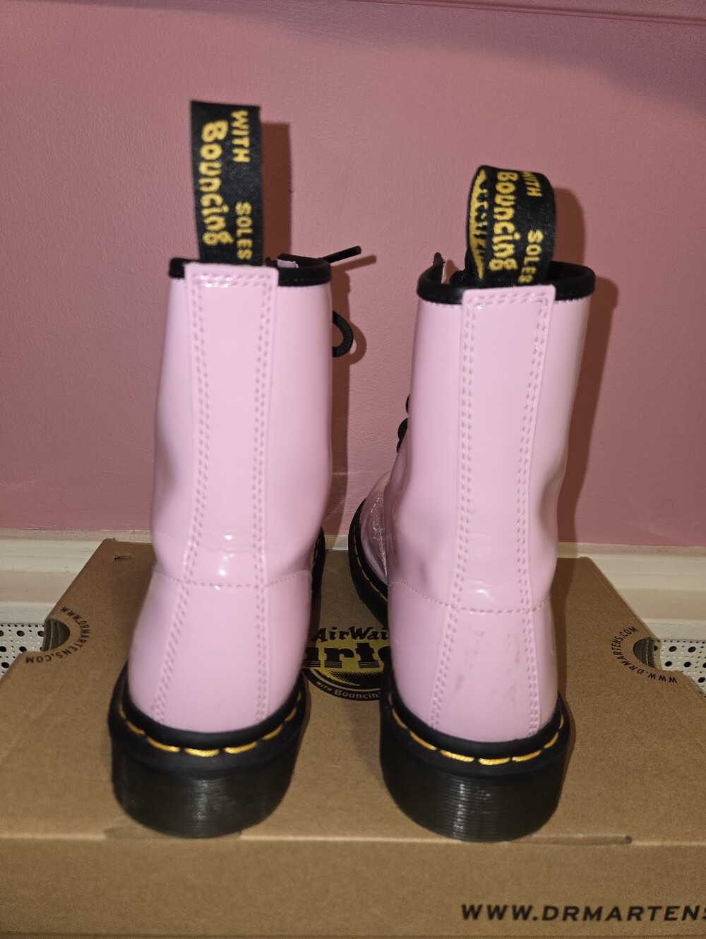 Dr. Martens Pink Leather Boots - Picture 3 of 7
